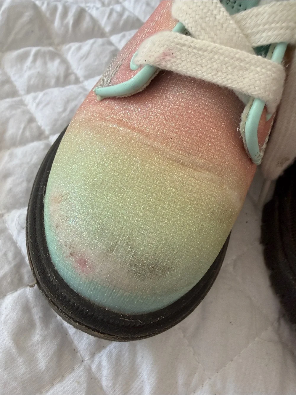 Cat & Jack Pastel Rainbow Lace-Up combat Boots with Side Zip